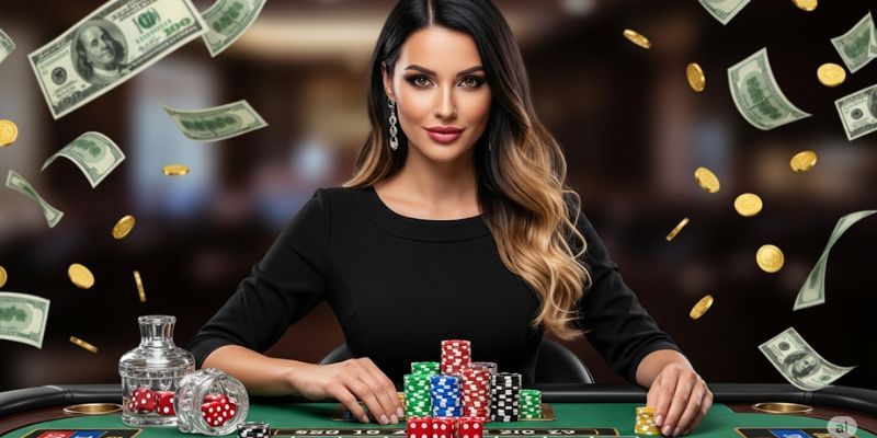 Nữ dealer xinh đẹp, tương tác trực tiếp với hội viên