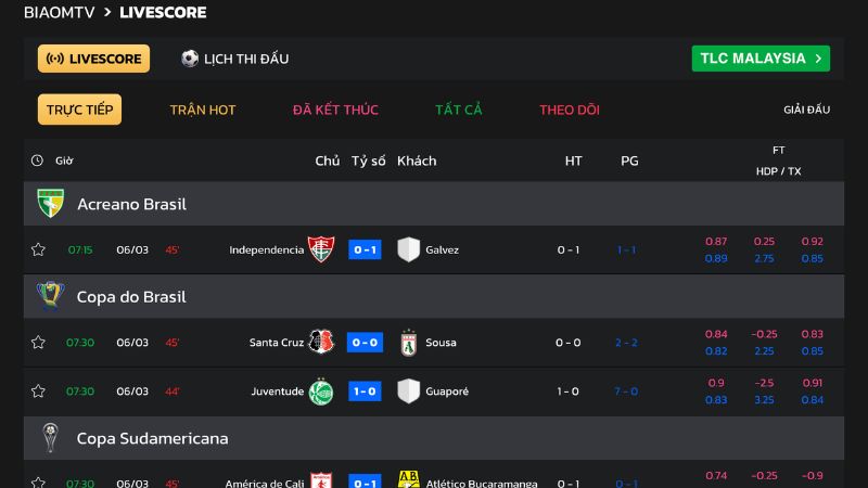 Trang web trực tiếp bóng đá Biaomtv đơn giản, mượt mà, dễ truy cập